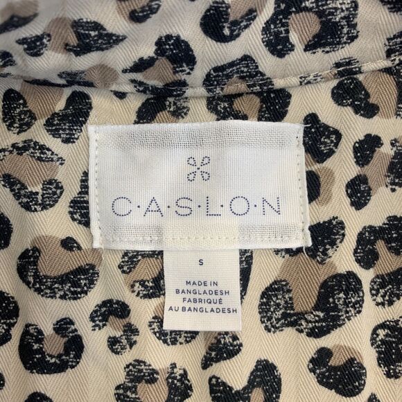 Caslon Leopard Print Utility Jacket Womens S Small Button Front Mandarin Collar - Picture 9 of 12